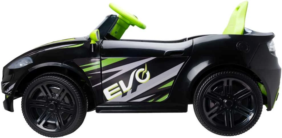EVO vaikiškas baterijomis maitinamas automobilis-kabrioletas, juodas su šviesomis ir garsais