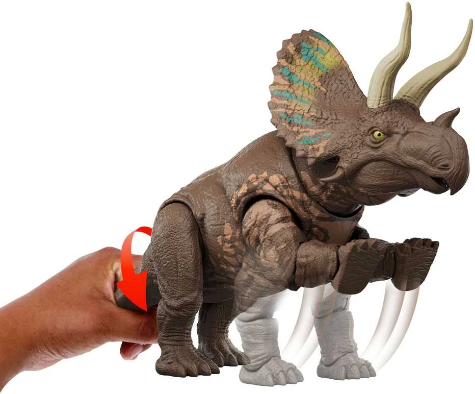 Mattel WORLD Figūrėlė Dinozaur Eotriceratops Juros periodo pasaulio atgimimas Milžiniški Thrasheriai 32 cm