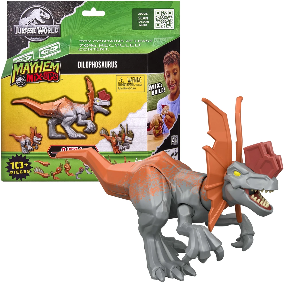 Dinozauro figurėlė Jurassic World Mayhem Mix-Ups 2 in 1 Dilophosaurus
