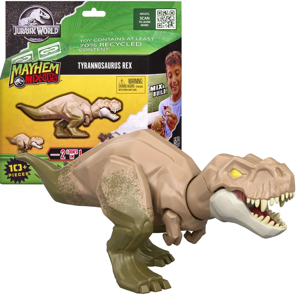 Figūrėlė dinozaura Jurassic World Mayhem Mix-Ups 2 w 1 Tyrannosaurus Rex