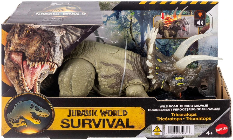 Mattel Figūrėlė Interaktyvi dinozaurų Juros pasaulio išlikimo triceratops garso šviesa