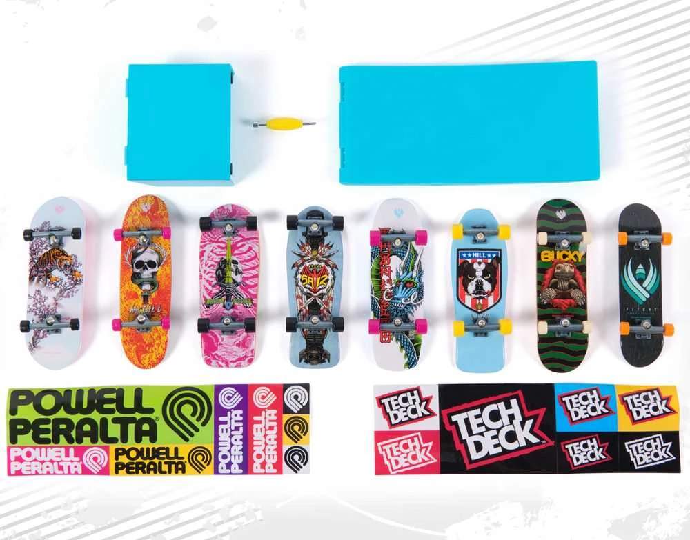 Tech Deck Tech kaladės, 8 vnt. pakuotė – Retro neoninė