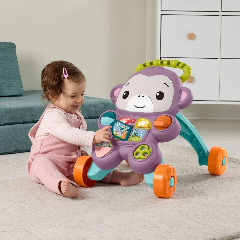 Vaikštynė stumdukas Fisher-Price violetinė beždžionėlė