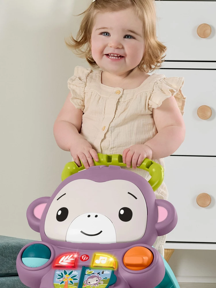 Vaikštynė stumdukas Fisher-Price violetinė beždžionėlė