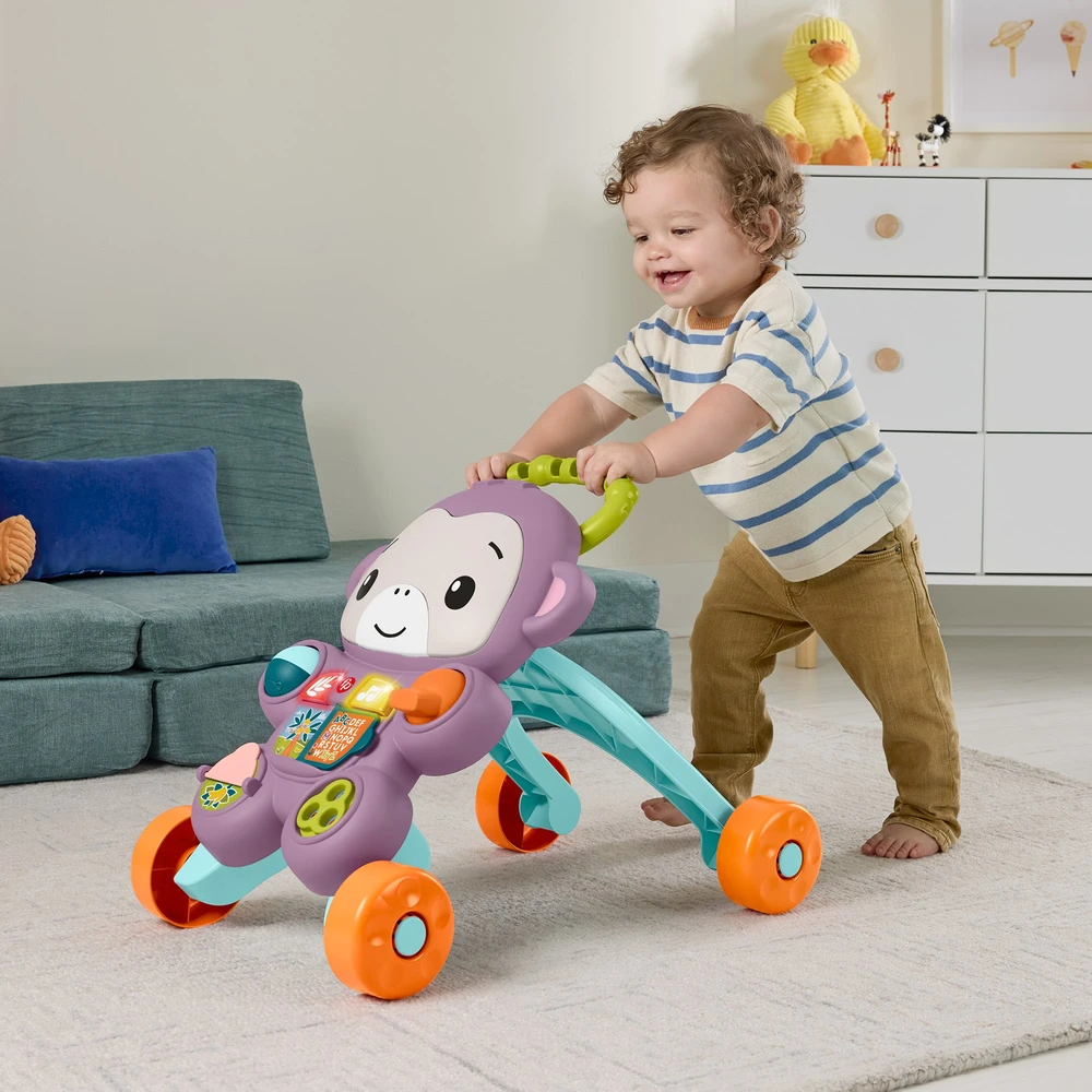 Vaikštynė stumdukas Fisher-Price violetinė beždžionėlė