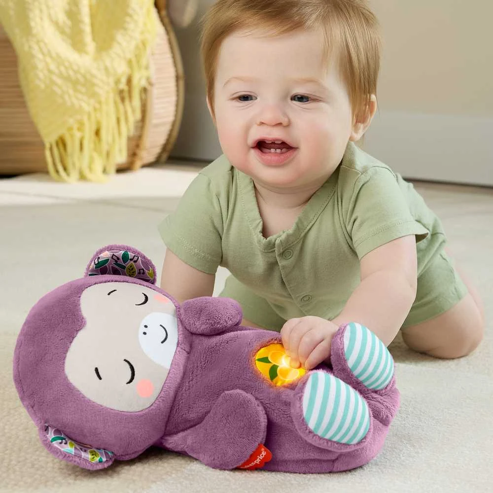 Mattel Violetinė mieganti beždžionėlė - pliušinis žaislas su garsais ir melodijomis