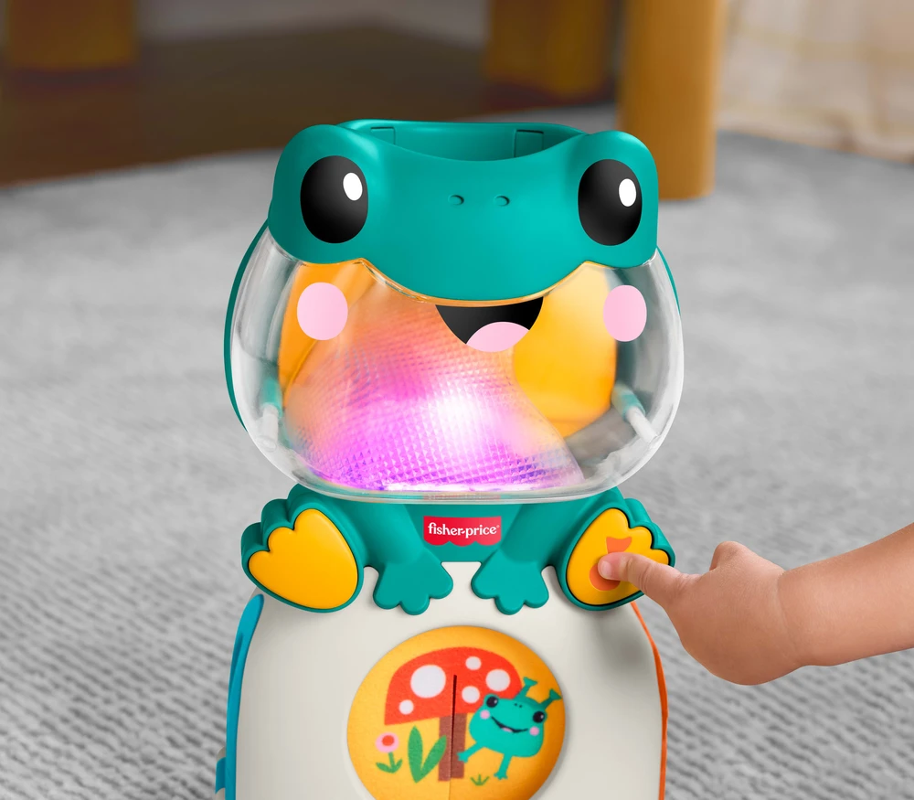 Mattel Interaktyvi šviečianti muzikinė varlė su kamuoliukais, šviesa ir garsu „Fisher Price“