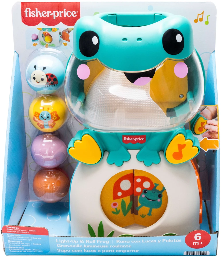 Mattel Interaktyvi šviečianti muzikinė varlė su kamuoliukais, šviesa ir garsu „Fisher Price“
