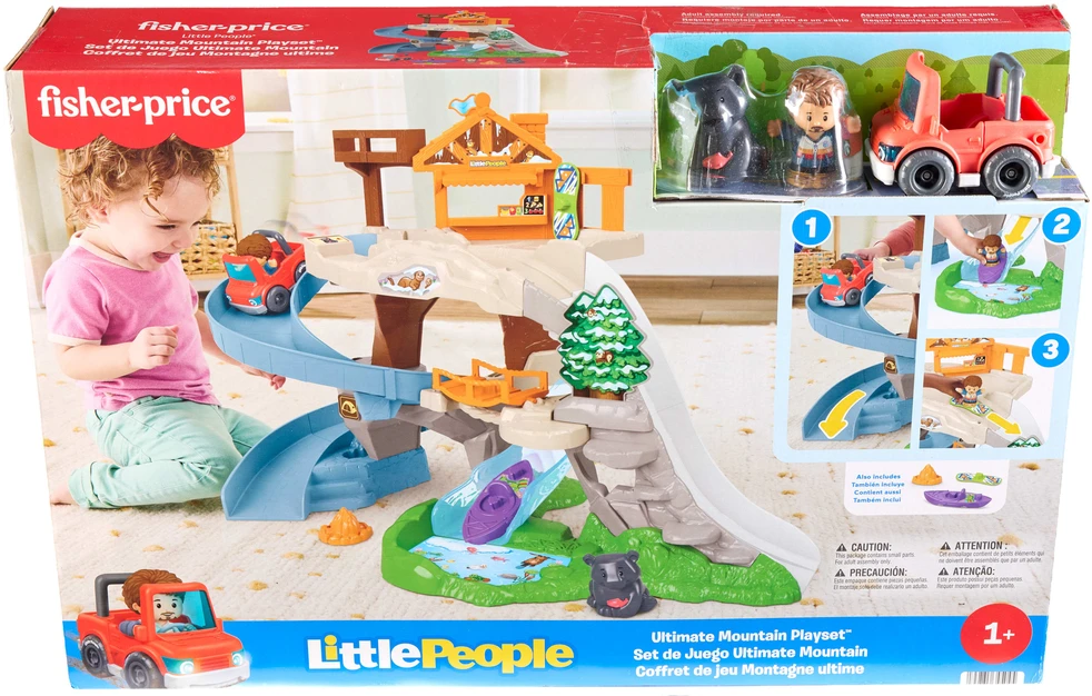 Fisher-Price Little People Wielka górska przygoda Tor Čiuožykla Rinkinys su figurkami i pojazdem
