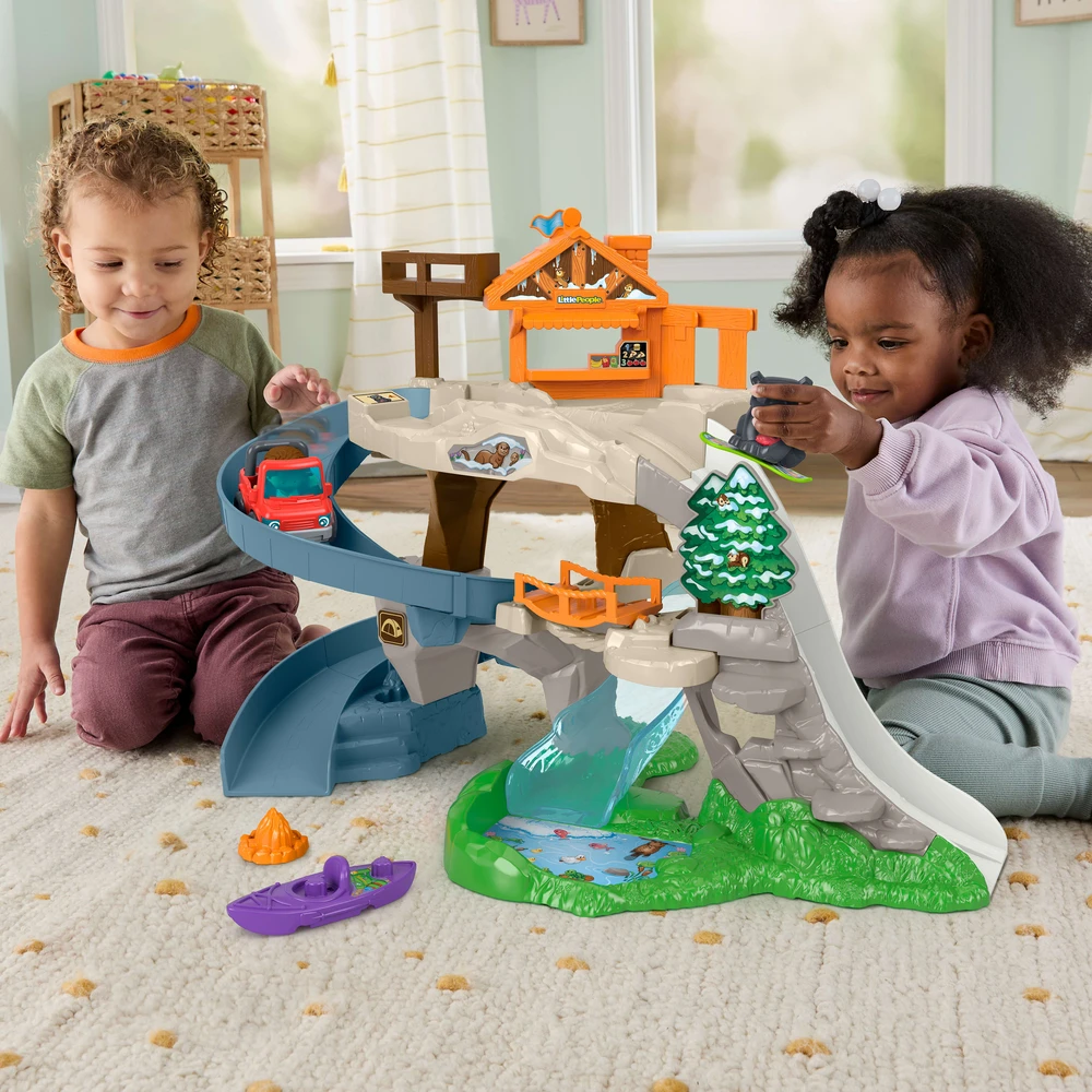 Fisher-Price Little People Wielka górska przygoda Tor Čiuožykla Rinkinys su figurkami i pojazdem