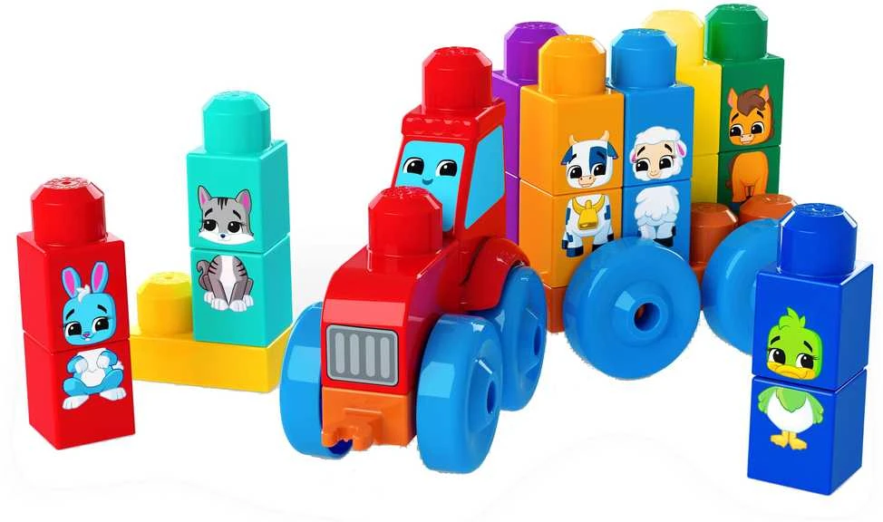 Mattel MEGA BLOKS konstruktorius – traktorius su gyvūnėliais (JKG33)