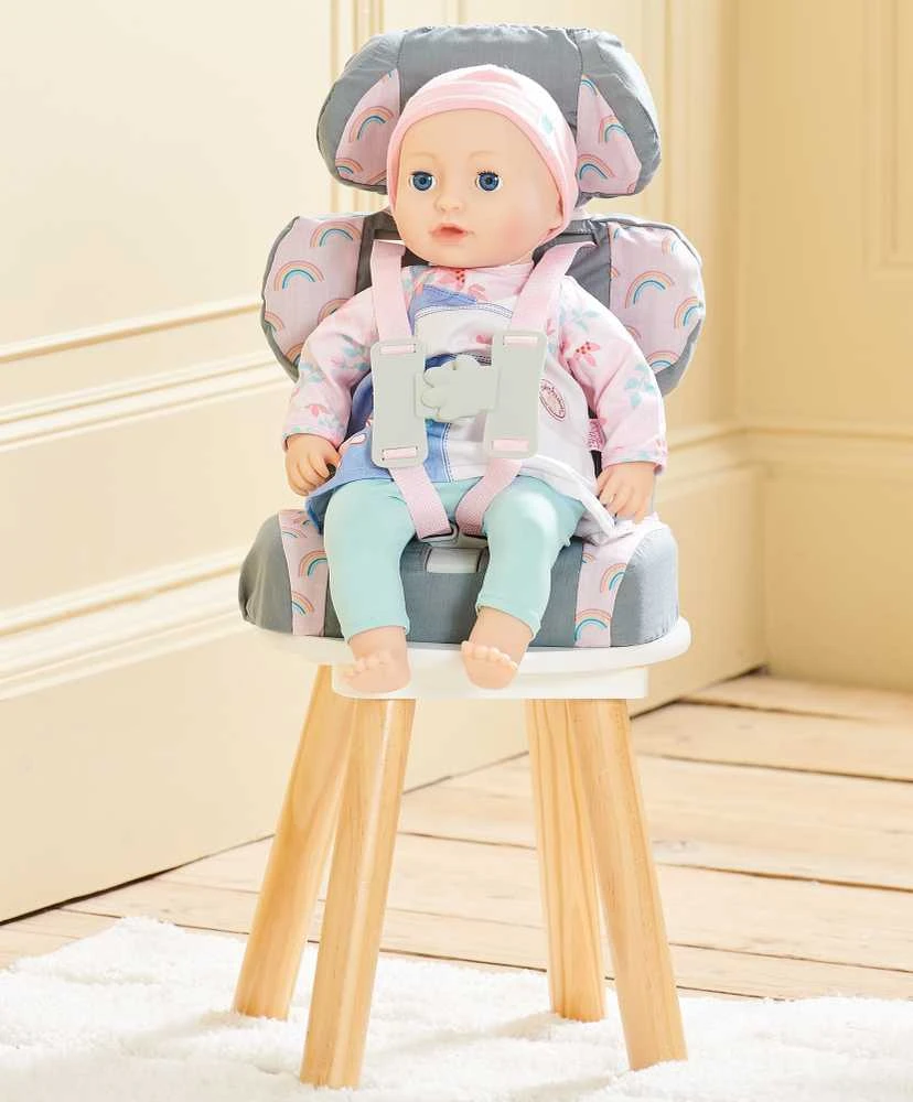 Casdon Baby Huggles Automobilinė kėdutė lėlei, pilkos spalvos aprašymas - Prekės nuotrauka