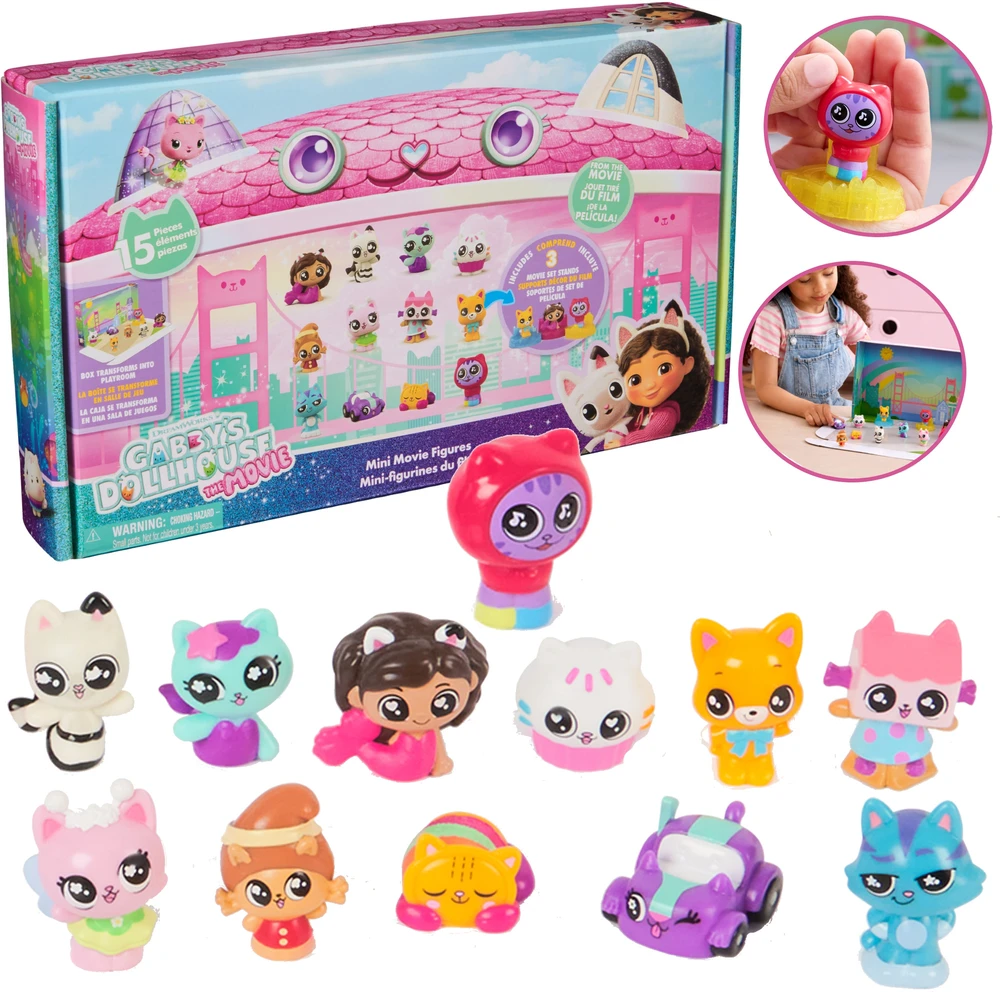 Spin Master Gabby's Dollhouse Movie didelis 12 mini figūrėlių + 3 stovai rinkinys