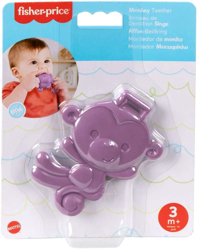 FISHER PRICE BABY TEETHER PURPLE MONKEY SOFT BE BPA