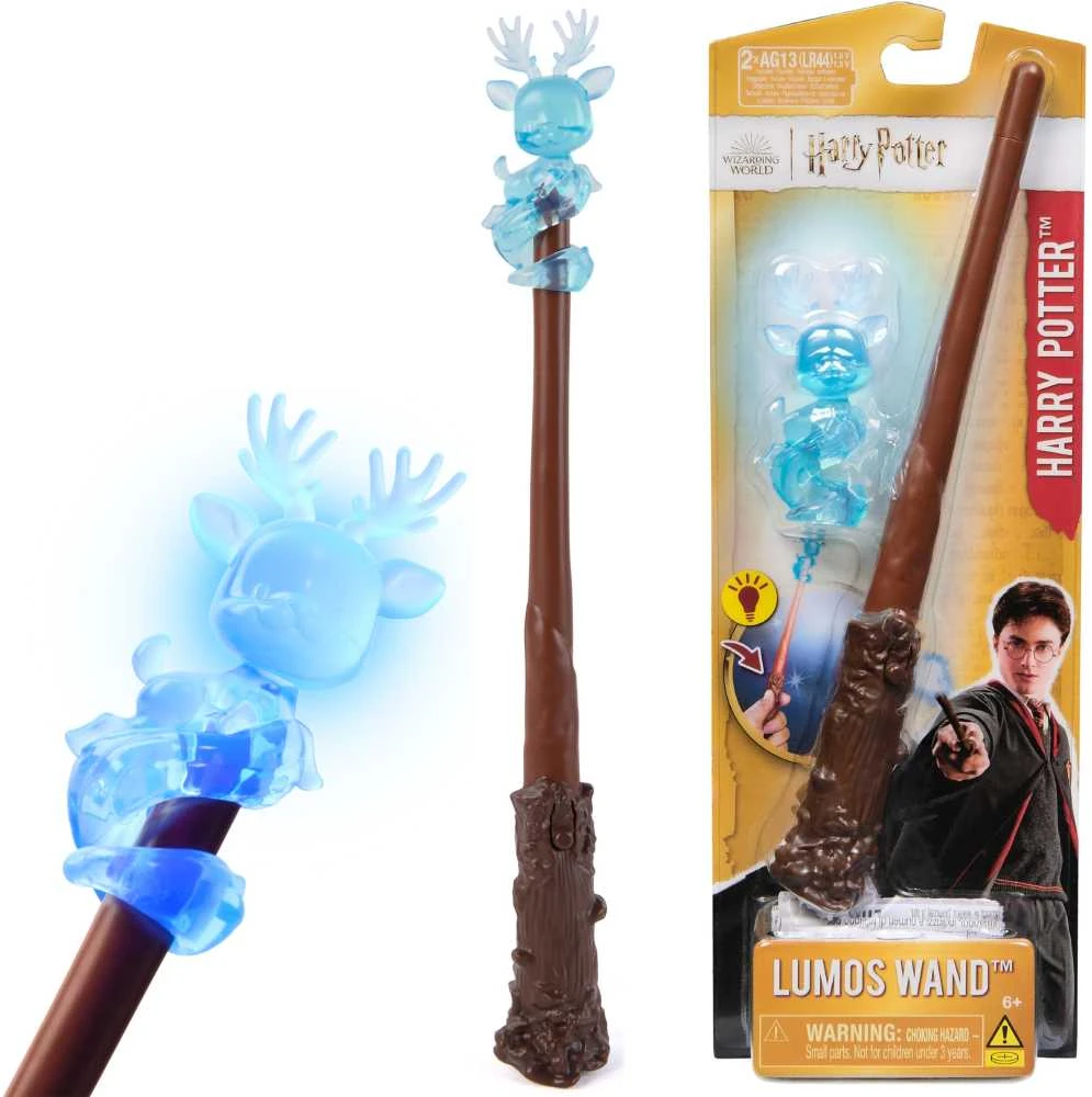 Harry Potter Hario Poterio stebuklinga lazdelė Patronus su mygtuku Lumos lazdelės šviesa 20 cm