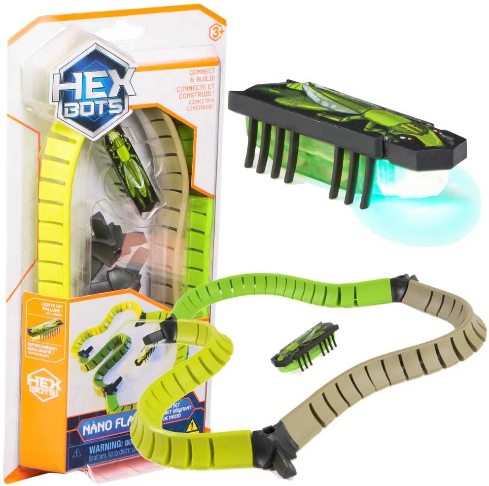 Hexbots Hexbug Nano Flash tarakonų robotas „Žaliasis kirminas + takelio pradinis rinkinys“