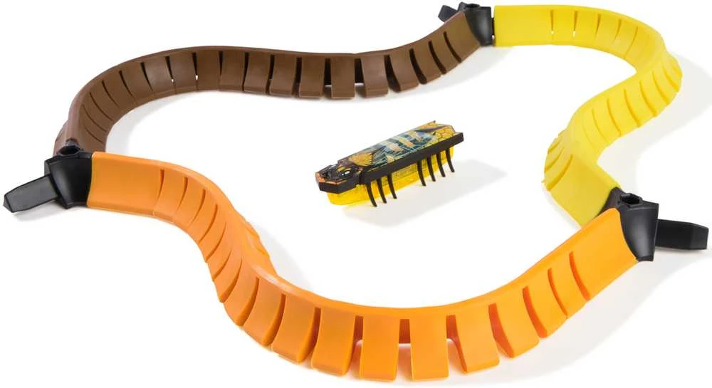 Hexbots Hexbug Nano Flash tarakonų robotas, geltonas vabzdžių ir takelių rinkinys pradedantiesiems