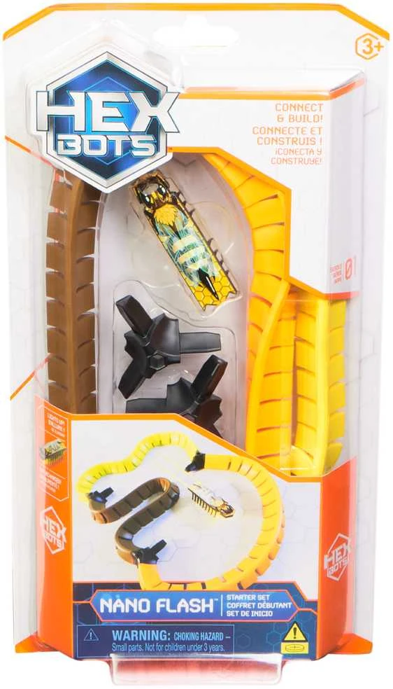 Hexbots Hexbug Nano Flash tarakonų robotas, geltonas vabzdžių ir takelių rinkinys pradedantiesiems