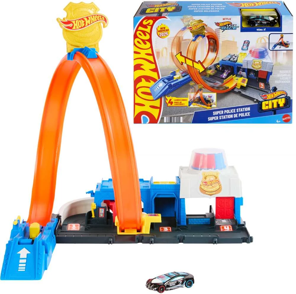 Mattel HOT WHEELS CITY rinkinys – Super policijos stotis (JBM71)