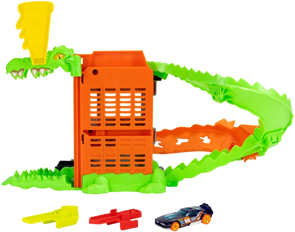 Mattel Žaislinis Hot Wheels automobilis krokodilo ataka picerijoje