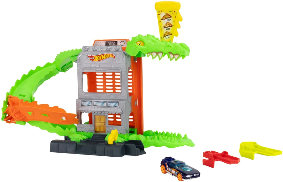Mattel Žaislinis Hot Wheels automobilis krokodilo ataka picerijoje