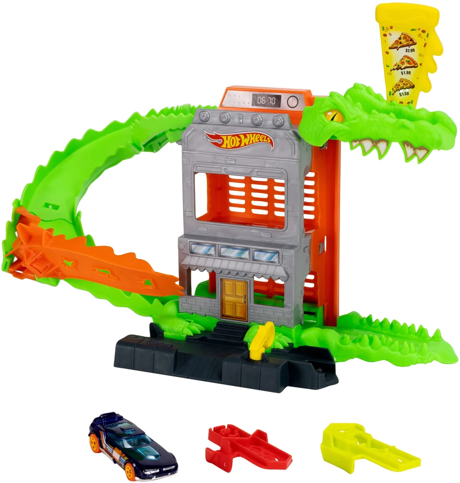 Mattel Žaislinis Hot Wheels automobilis krokodilo ataka picerijoje