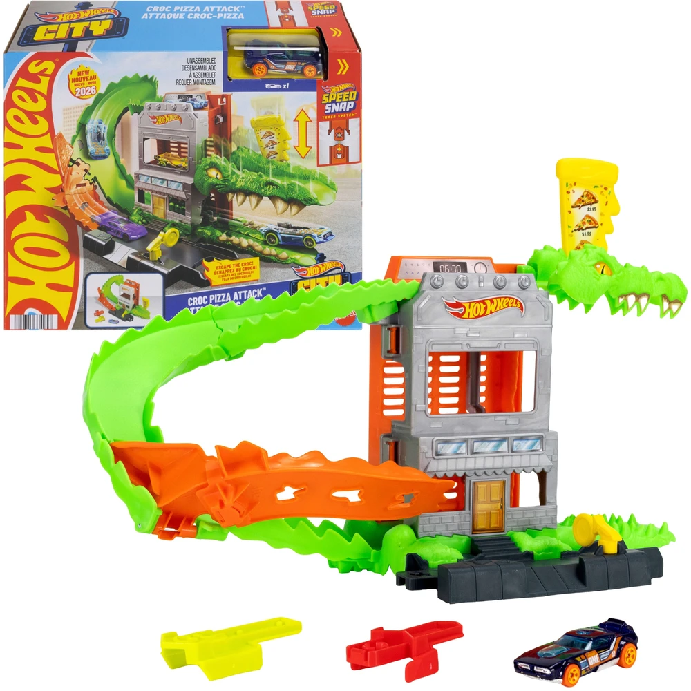 Mattel Žaislinis Hot Wheels automobilis krokodilo ataka picerijoje