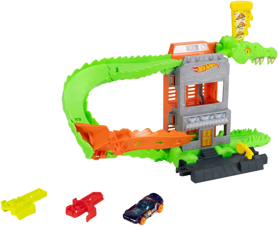 Mattel Žaislinis Hot Wheels automobilis krokodilo ataka picerijoje
