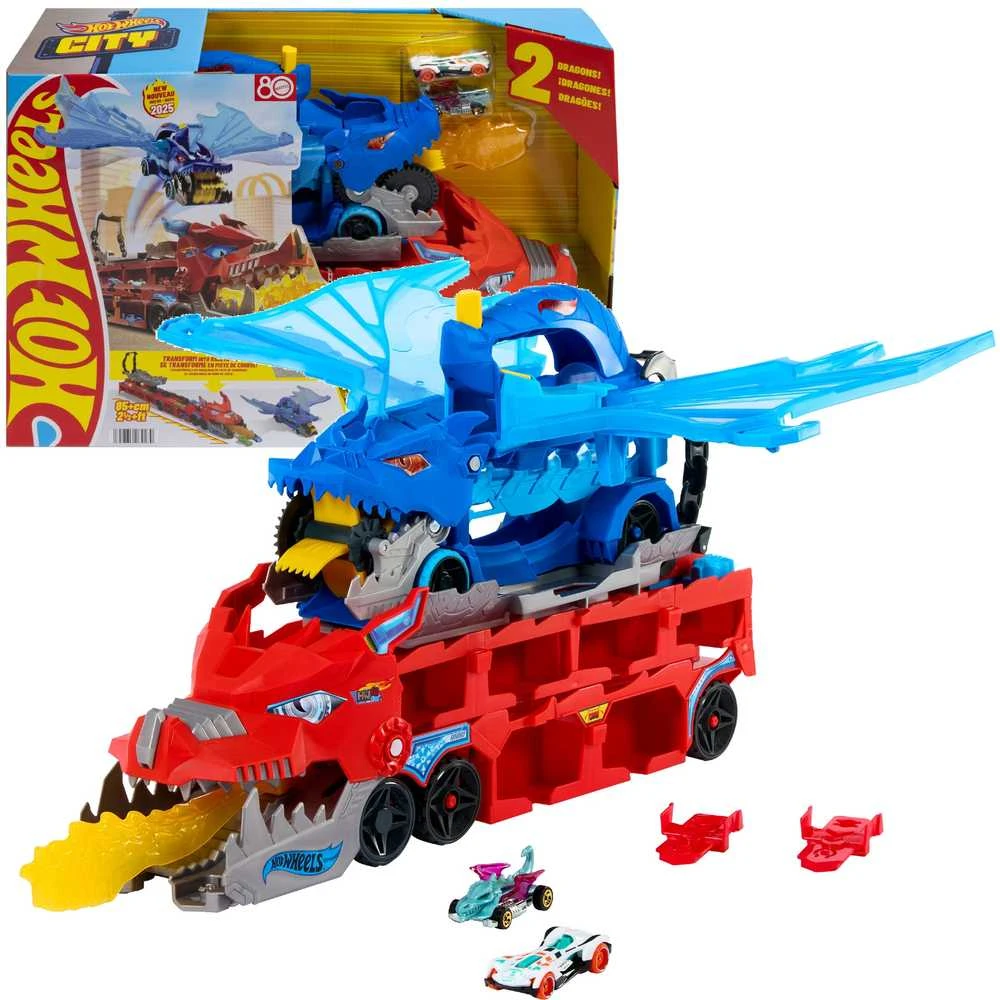 Mattel HOT WHEELS CITY transporteris – Dvigubas drakonas (JBM72)