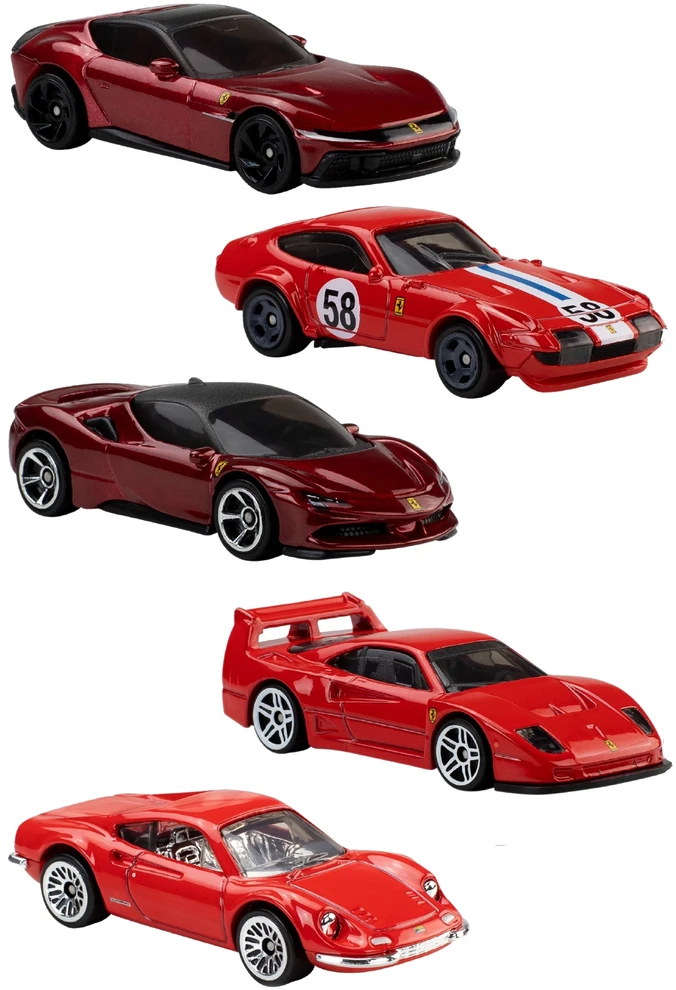 Mattel HOT WHEELS penkių Ferrari automodeliukų rinkinys (JLN12)