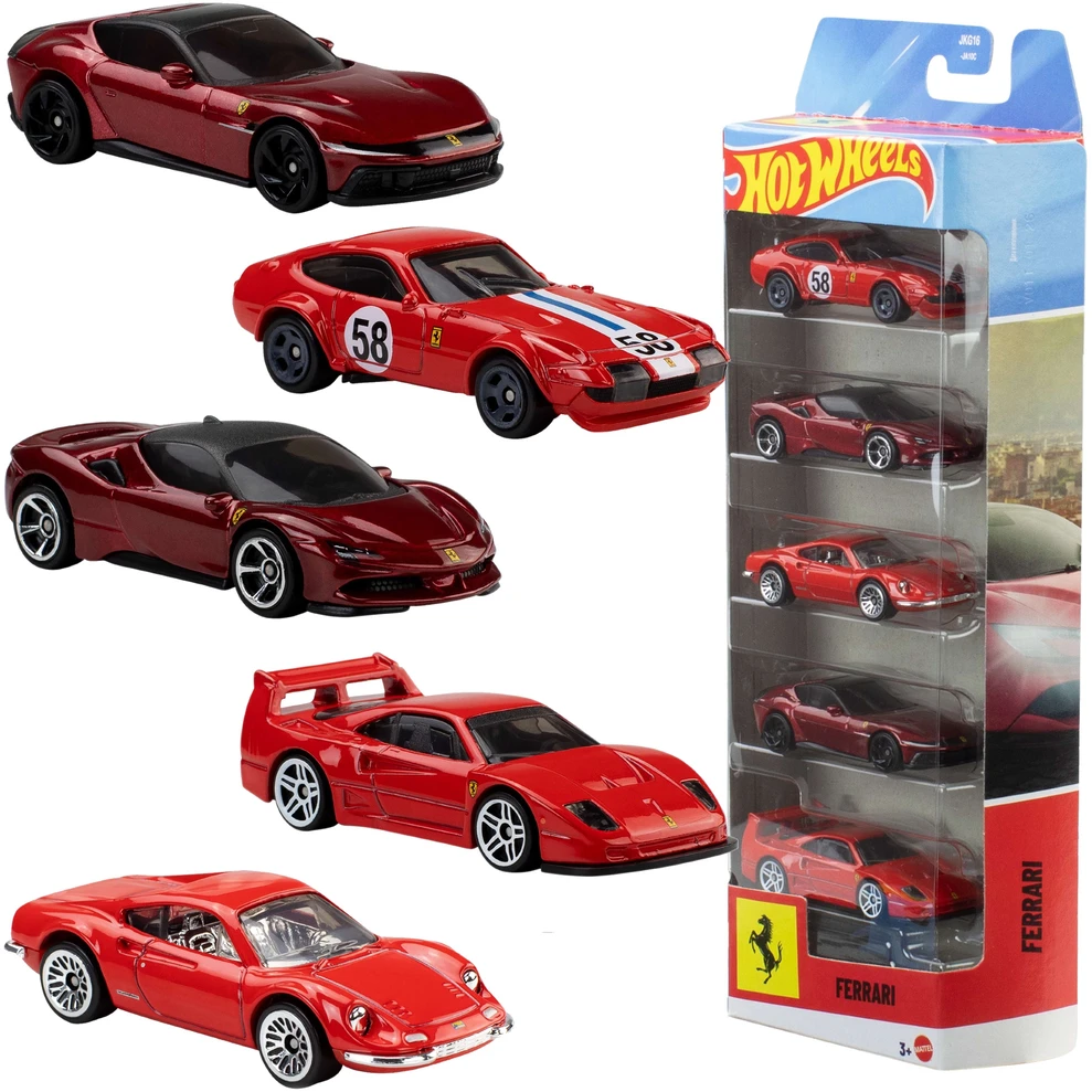 Mattel HOT WHEELS penkių Ferrari automodeliukų rinkinys (JLN12)