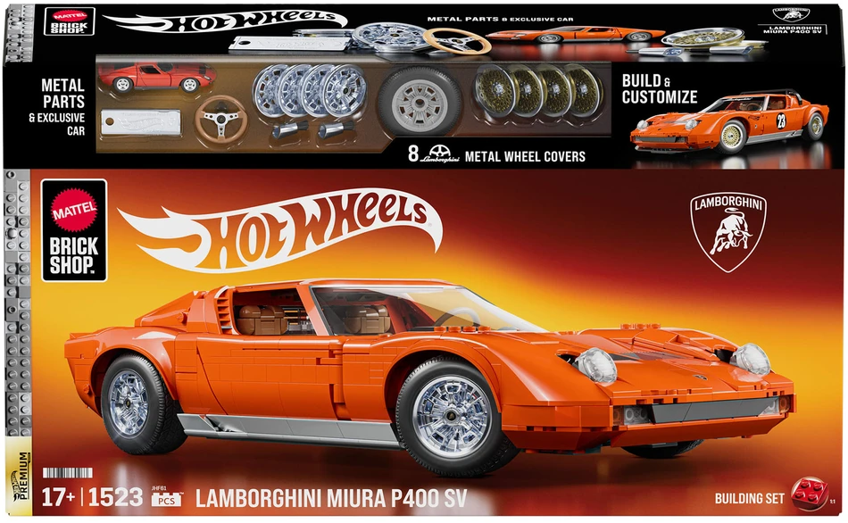 MATTEL BRICK SHOP HOT WHEELS Lamborghini ‘71 Miura P400 SV konstruktorius (JHF61)