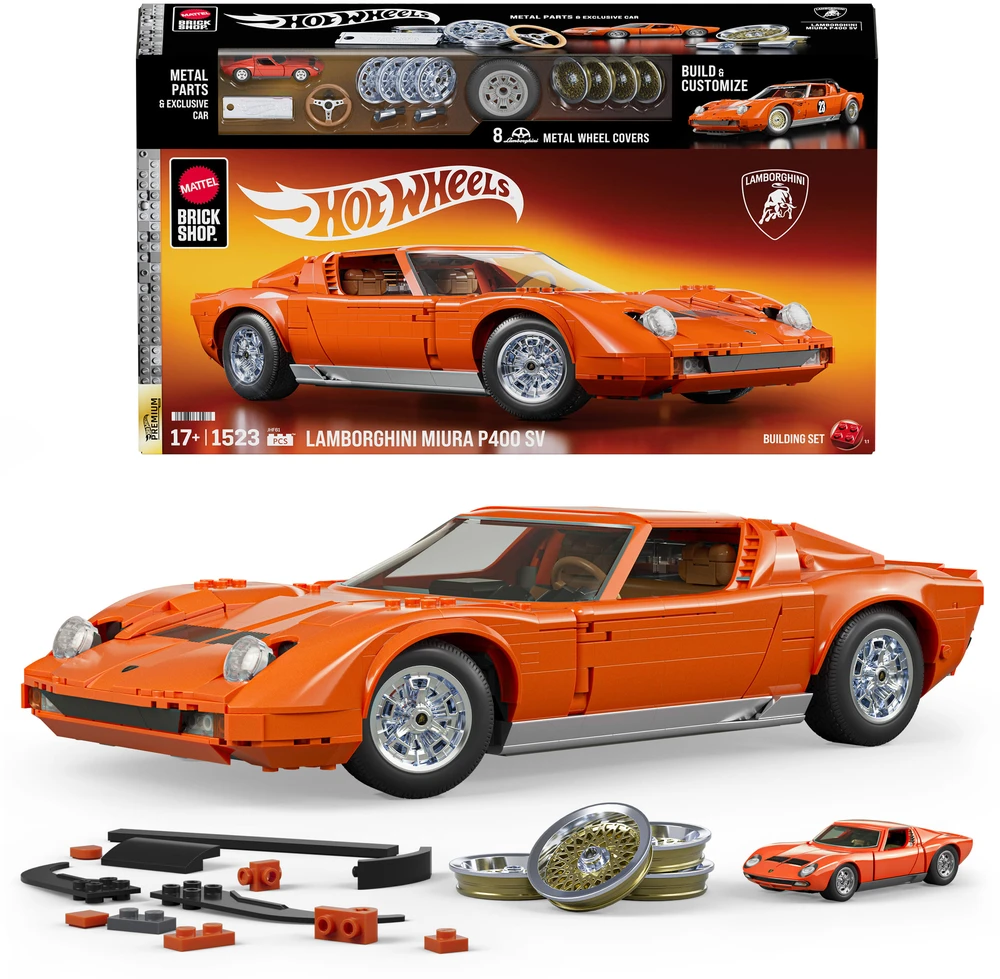MATTEL BRICK SHOP HOT WHEELS Lamborghini ‘71 Miura P400 SV konstruktorius (JHF61)