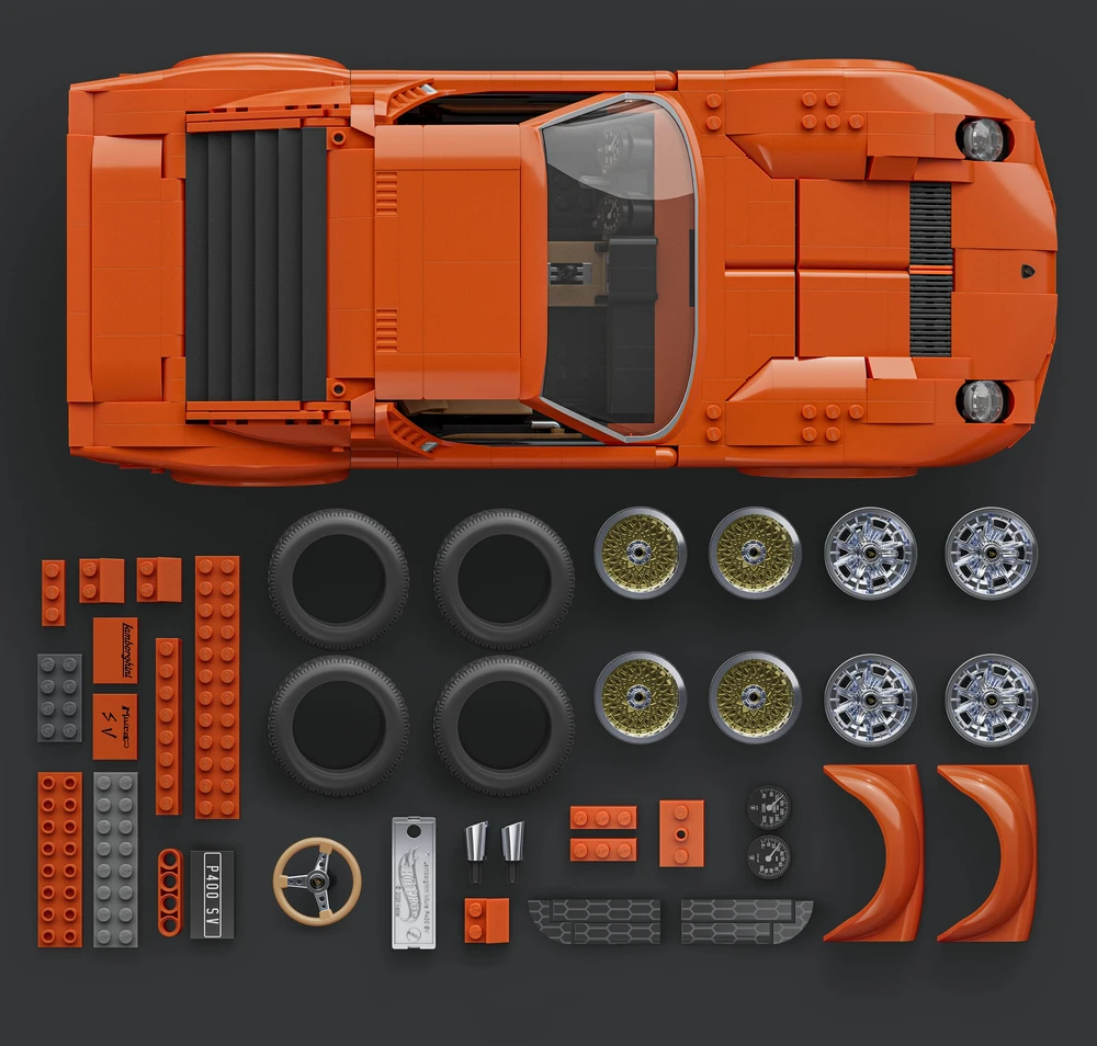 MATTEL BRICK SHOP HOT WHEELS Lamborghini ‘71 Miura P400 SV konstruktorius (JHF61)