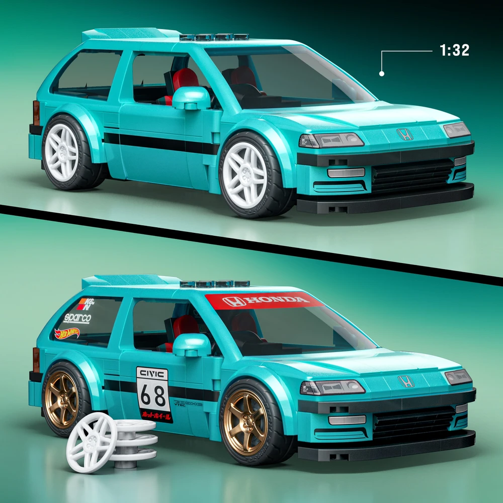 MATTEL BRICK SHOP HOT WHEELS Honda Custom 90 Civic EF konstruktorius (JHF62)