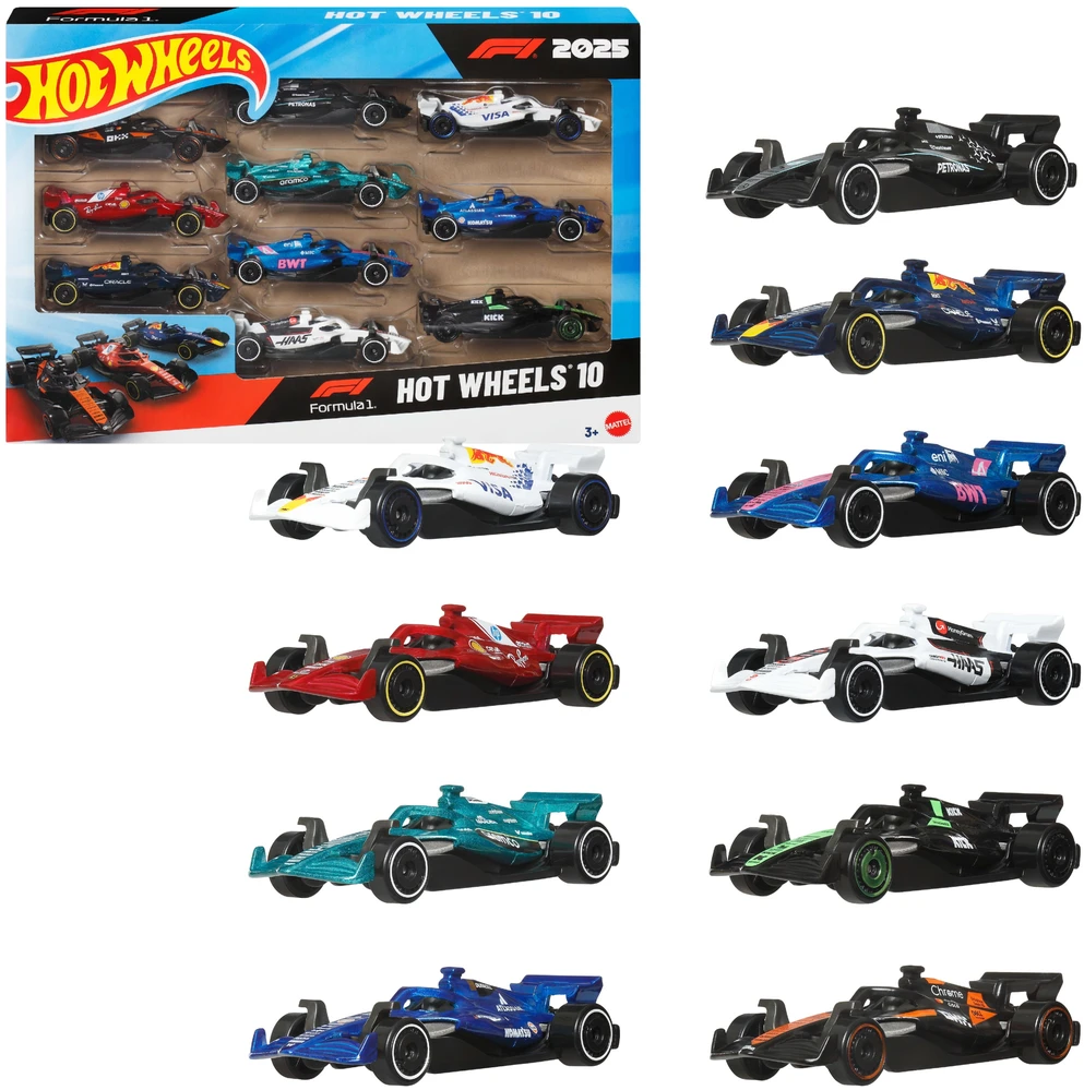 Mattel Hot Wheels F-1 lenktynės 1:64 10 dalių pakuotė