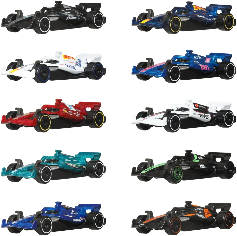 Mattel Hot Wheels F-1 lenktynės 1:64 10 dalių pakuotė