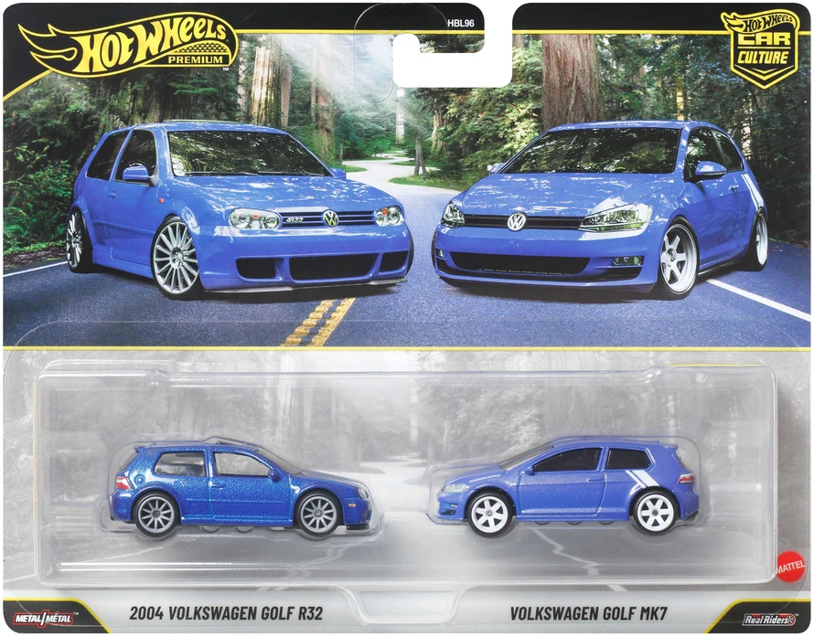 Mattel Hot Wheels Premium komplektas 2 pojazdów 2004 Volkswagen Golf R32 Volkswagen Golf MK7