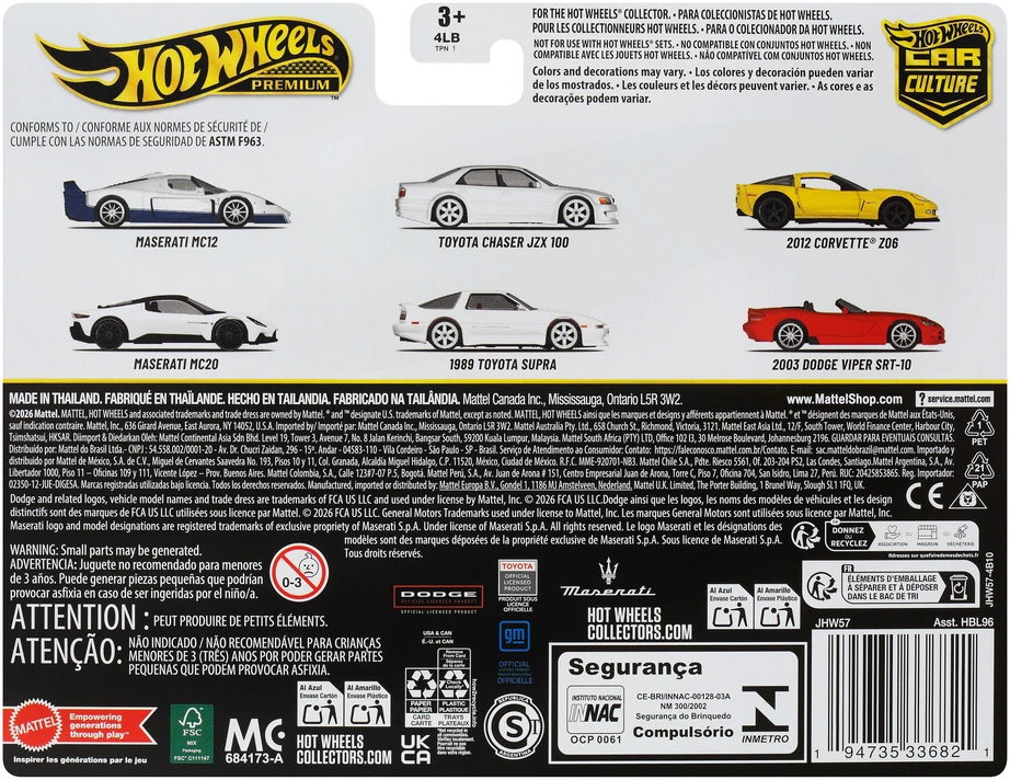 Hot Wheels Aukščiausios kokybės 2 transporto priemonių rinkinys Toyota Chaser JZX 100 ir 1989 Toyota Supra