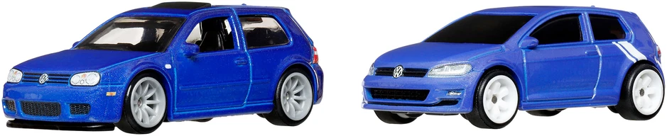 Mattel Hot Wheels Premium komplektas 2 pojazdów 2004 Volkswagen Golf R32 Volkswagen Golf MK7