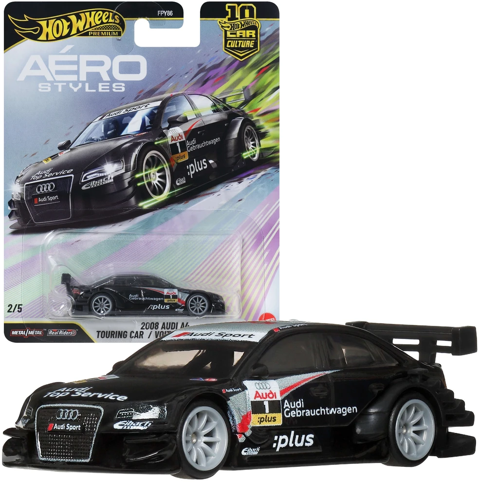 Mattel Hot Wheels Premium Kultowe Auta Aero Styles juoda Audi A4 su 2008 roku 1:64