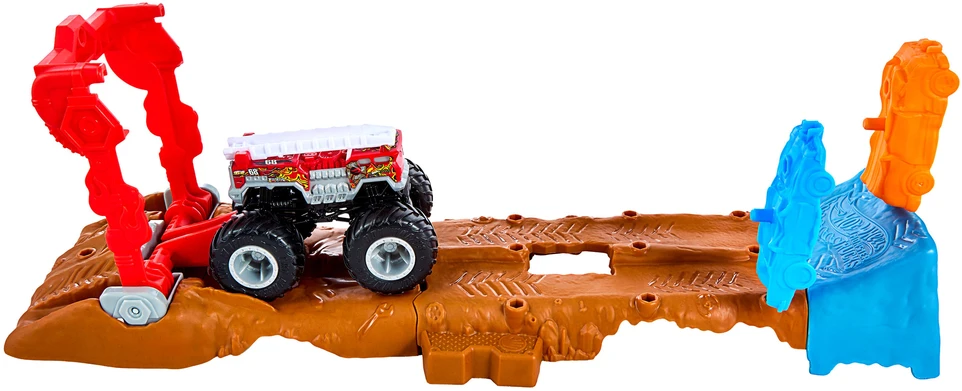 Mattel Hot Wheels Rinkinys tor + pojazd Monster Truck HW 5 Alarm + 2 priedai