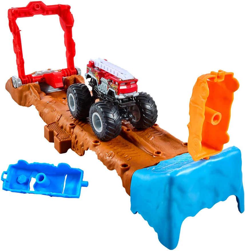 Mattel Hot Wheels Rinkinys tor + pojazd Monster Truck HW 5 Alarm + 2 priedai