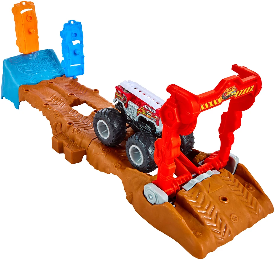 Mattel Hot Wheels Rinkinys tor + pojazd Monster Truck HW 5 Alarm + 2 priedai