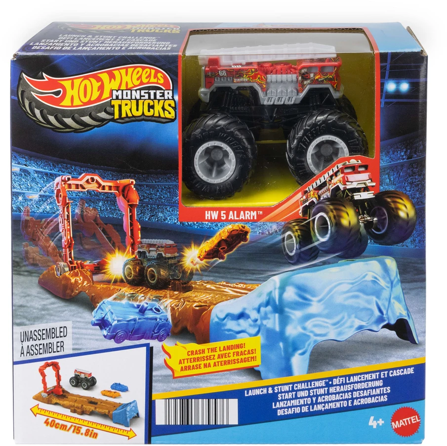 Mattel Hot Wheels Rinkinys tor + pojazd Monster Truck HW 5 Alarm + 2 priedai
