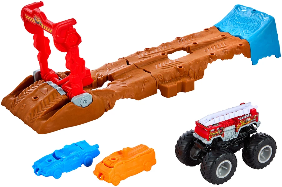 Mattel Hot Wheels Rinkinys tor + pojazd Monster Truck HW 5 Alarm + 2 priedai