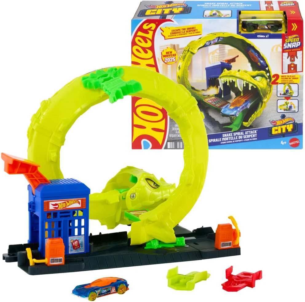 Mattel Žaislinis Hot Wheels City vingiuotas gyvatės trasa