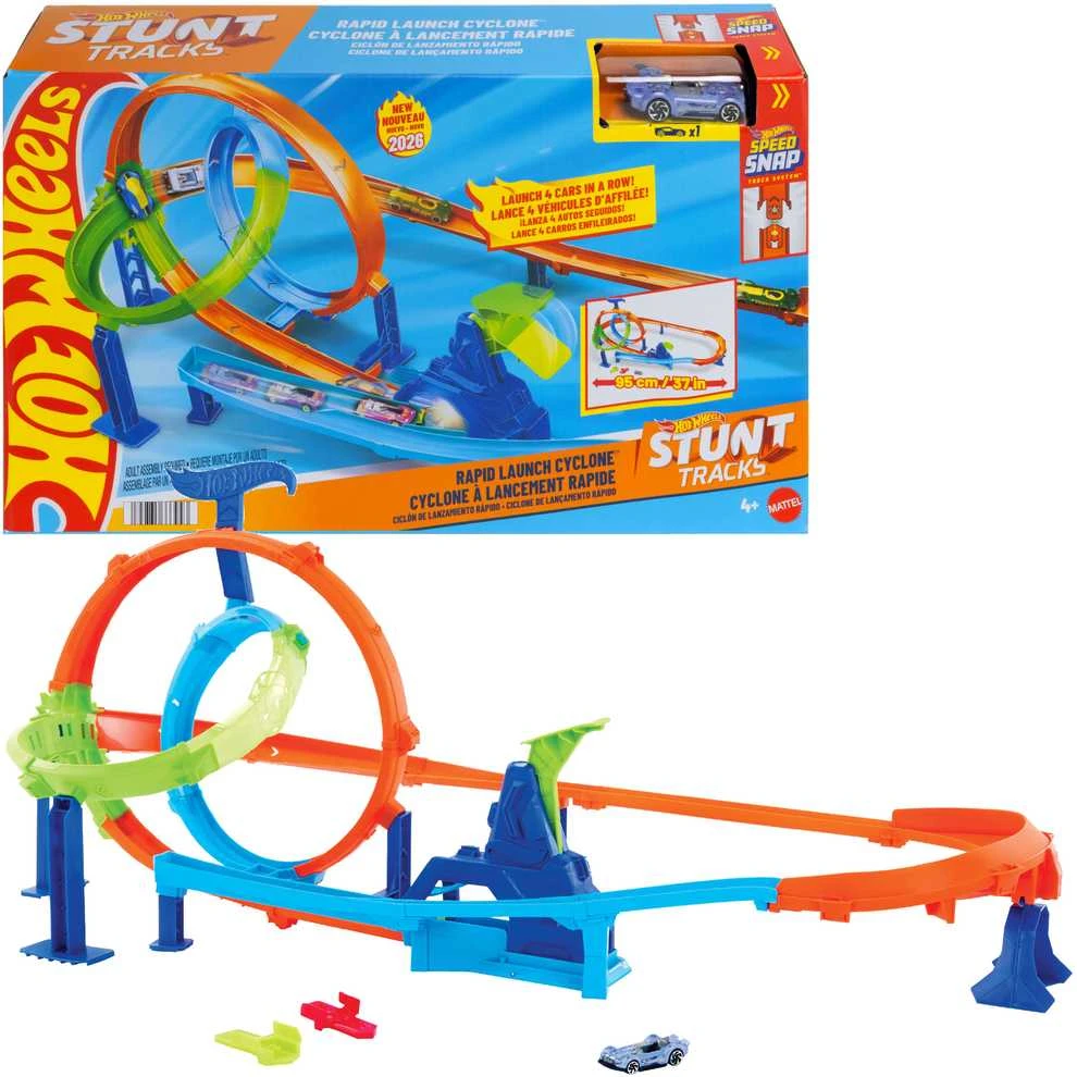 Mattel HOT WHEELS STUNT TRACKS rinkinys – Dvigubos kilpos iššūkis (JHK73)
