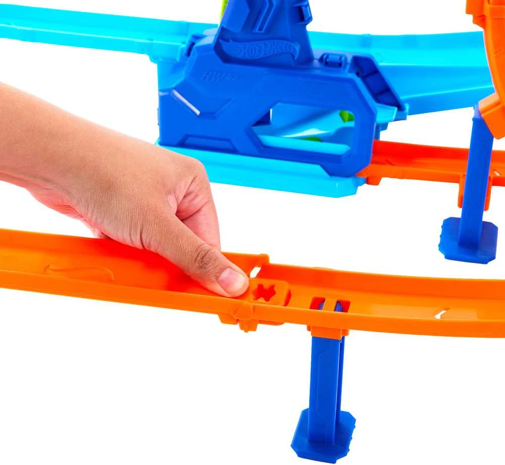 Mattel HOT WHEELS STUNT TRACKS rinkinys – Dvigubos kilpos iššūkis (JHK73)