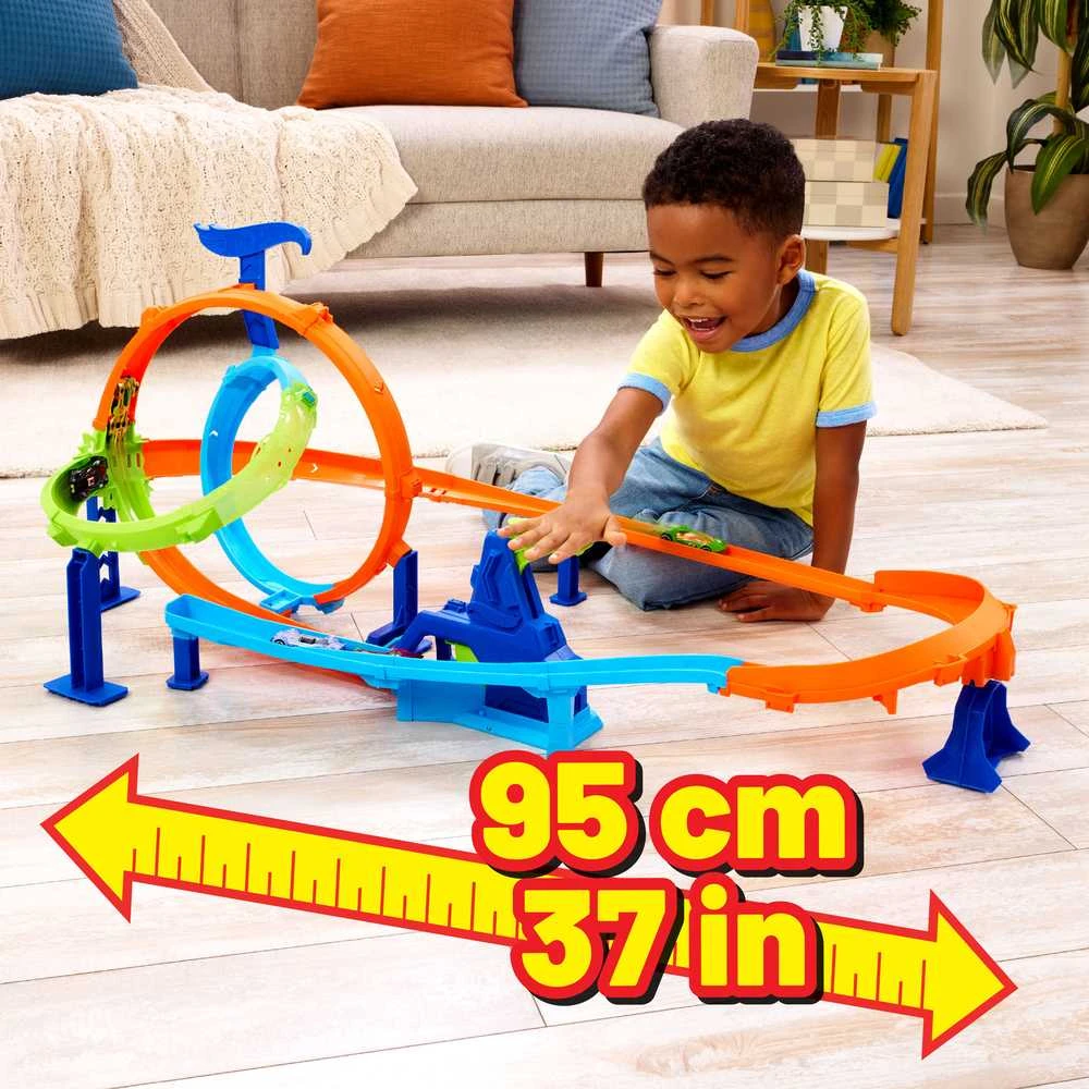 Mattel HOT WHEELS STUNT TRACKS rinkinys – Dvigubos kilpos iššūkis (JHK73)